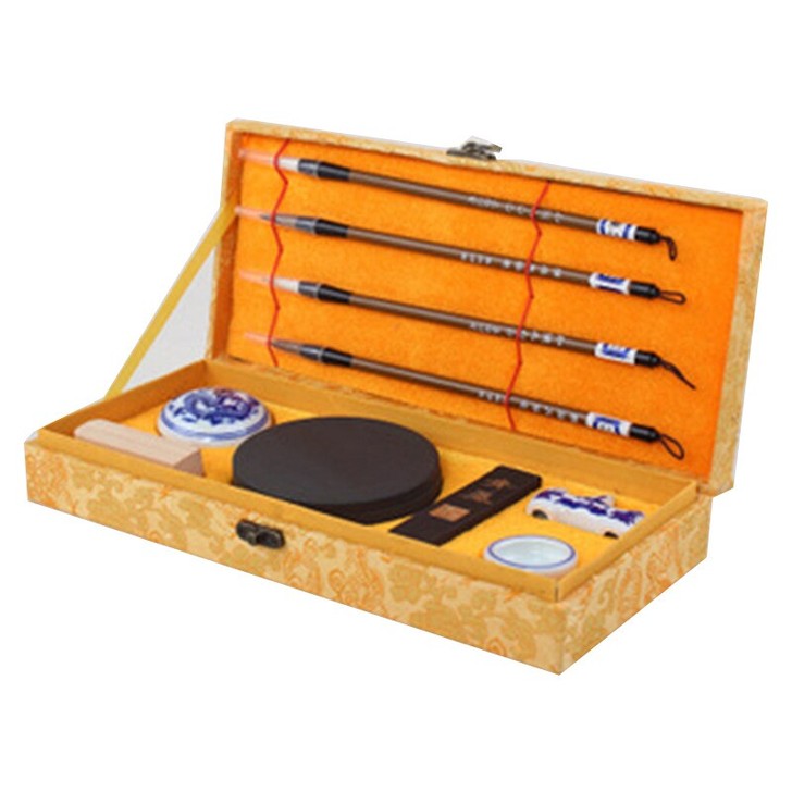 文房四宝精品礼盒笔墨纸砚套装毛笔兼狼毫初学...