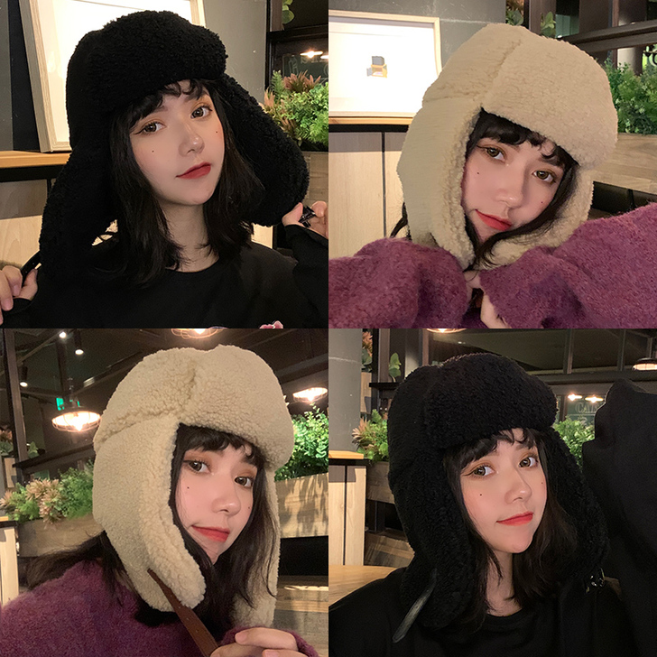 东北加厚雷锋帽飞行员帽子女冬天加绒空军保暖...