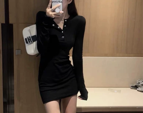 连衣裙女春秋性感显瘦气质修身包臀裙紧身打底...