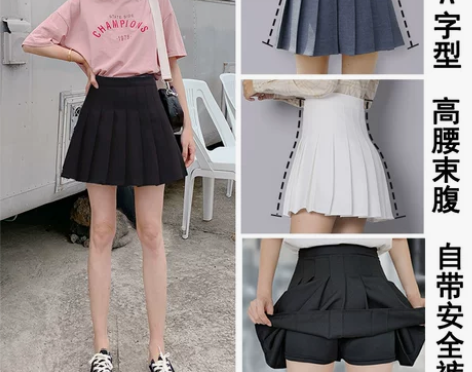 黑色百褶裙女夏短裙高腰显瘦大码白色半身裙a...
