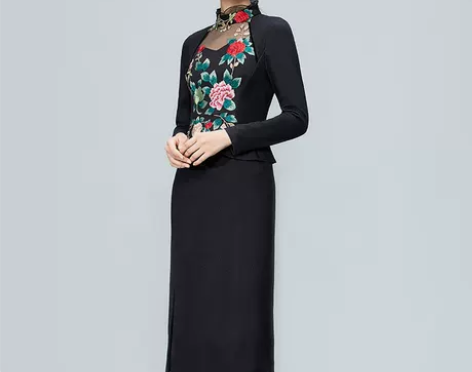 大都商场同款 刺绣假两件连衣裙 2204 ...