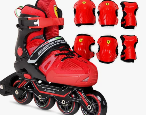 法拉利儿童轮滑鞋一体成型，可以调整长度 孩...