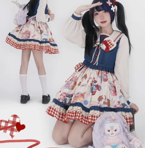 狗狗玩鞋带长袖套装 原创Lolita洛丽塔...