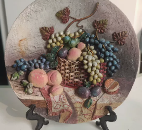 vintage树脂中古水果浮雕壁画摆件装饰...