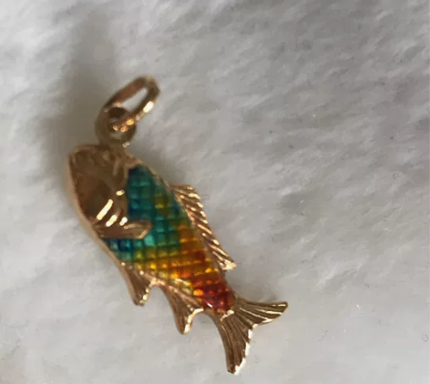 打标鎏金珐琅锦鲤吊坠 很精致小巧一枚吊坠，...