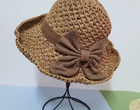 复古夏季百搭遮阳帽女田园时尚优雅蝴蝶结草帽...