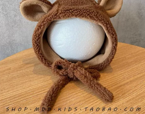 宝宝护耳帽秋冬款婴幼儿毛绒超萌套头帽男女童...