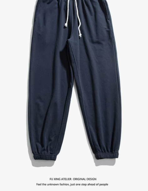 裤加绒 加绒裤子日系潮牌束脚卫裤男宽松百搭...