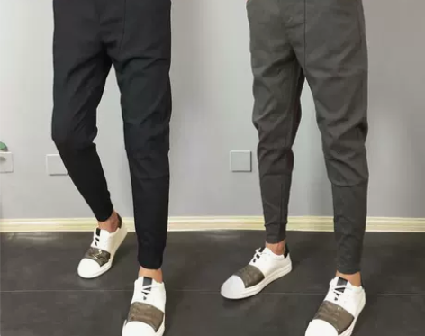 2021新款男士修身小脚裤网红薄款哈伦裤韩...