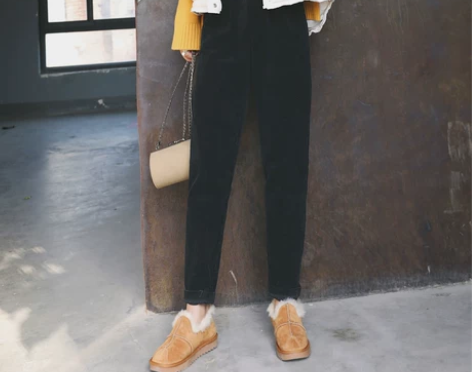 灯芯绒裤子女秋冬女裤加绒萝卜裤宽松条绒裤…...