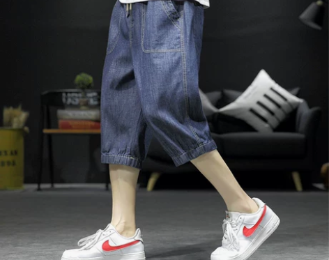 全新 全新 全新 牛仔裤夏季薄款男士七分裤...