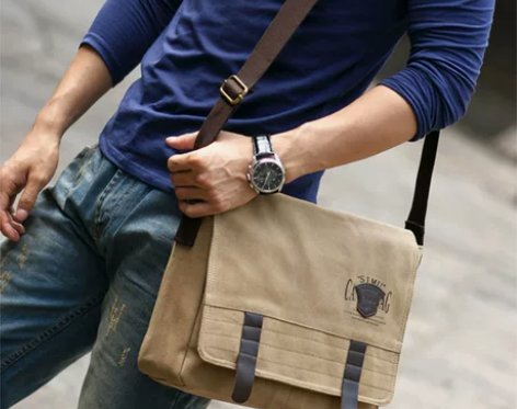 满江红帆布包包单肩包斜挎包男士横款背包邮差...