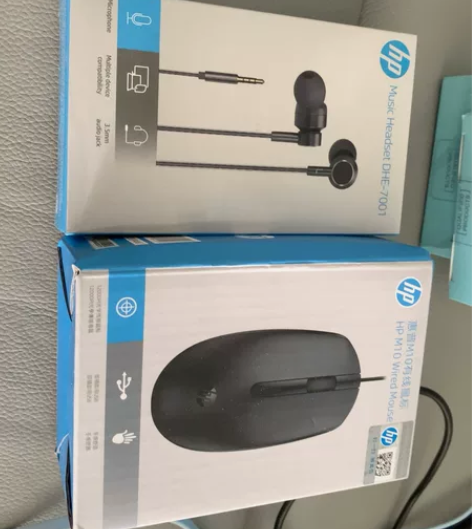 惠普鼠标+耳机,买电脑赠品,全新未拆,打包...