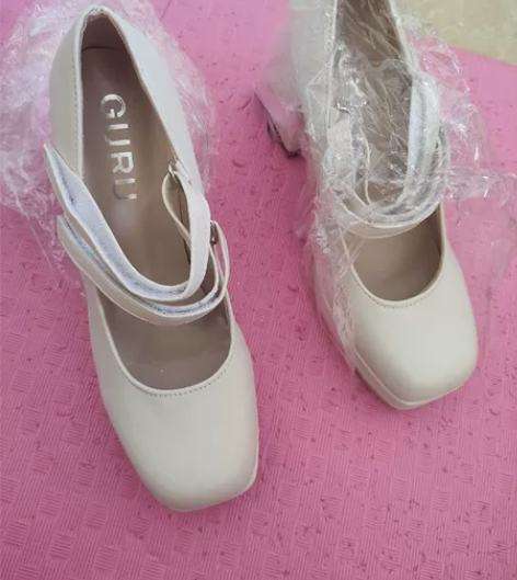 厚底高跟玛丽珍鞋白色37码可当婚鞋可配花嫁...