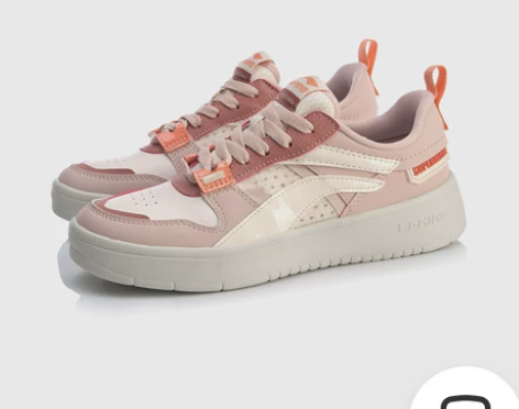 李宁惟吾pro休闲鞋板鞋女鞋夏款透气粉色2022新款薄款小白...