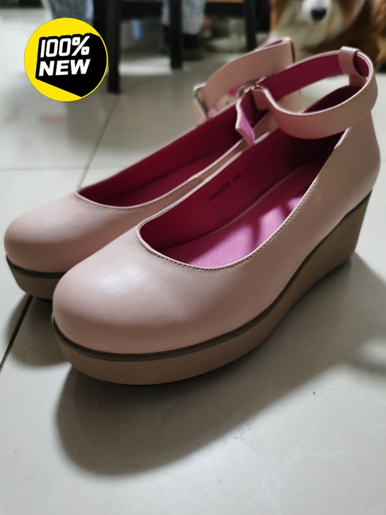 厚坡底松糕鞋 裸粉色 鞋底褐色 38码