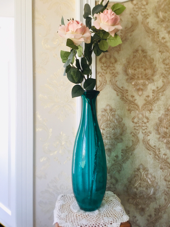 出口欧洲花瓶 ，通透湖水蓝绿色非常美，复古...