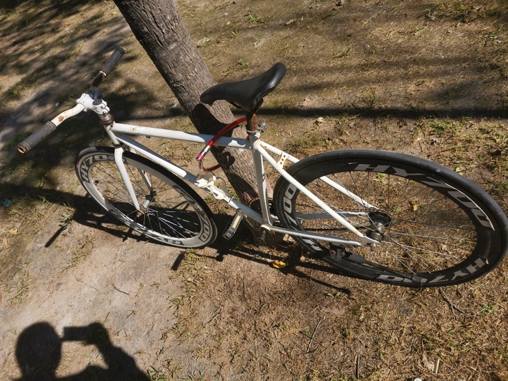 死飞  倒刹车  时间长有锈  新换的外带...