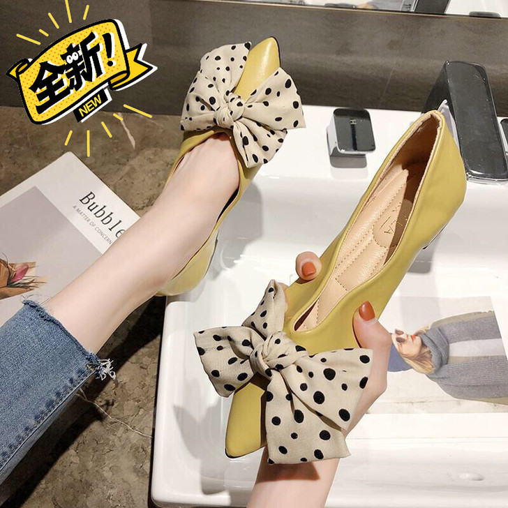 单鞋女2021春季新款豆豆鞋蝴蝶结网红百搭...