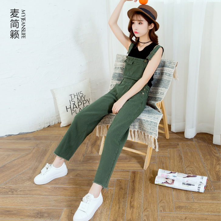 2021减龄背带裤女宽松学生韩版可爱小清新...