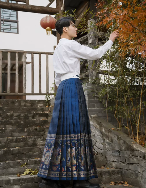 布许原创汉服龙纹马面裙男女同款仿妆花马面