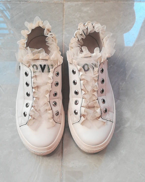 欧洲站2021春夏新款女鞋真皮蕾丝花边休闲...