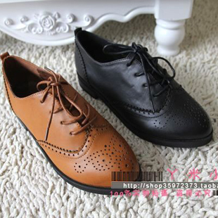 vintage古着森女娃娃鞋学院风学生大头...