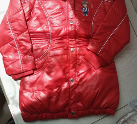 网球王子长款红色70%灰鸭绒女童羽绒服 胸...