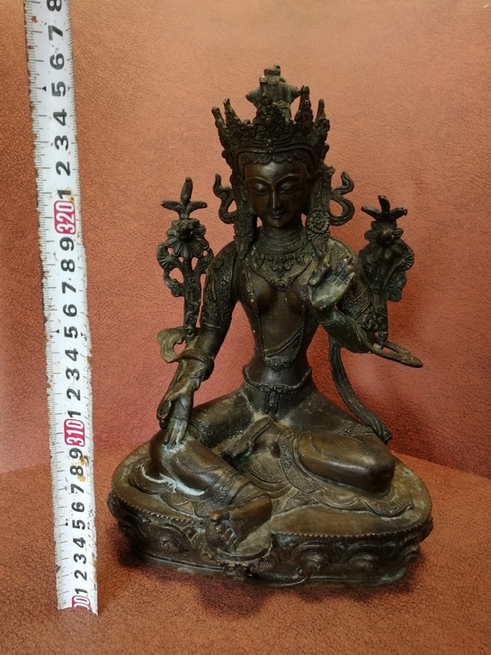 绿度母铜佛像老物件老铜器铜摆件收藏真品看着...