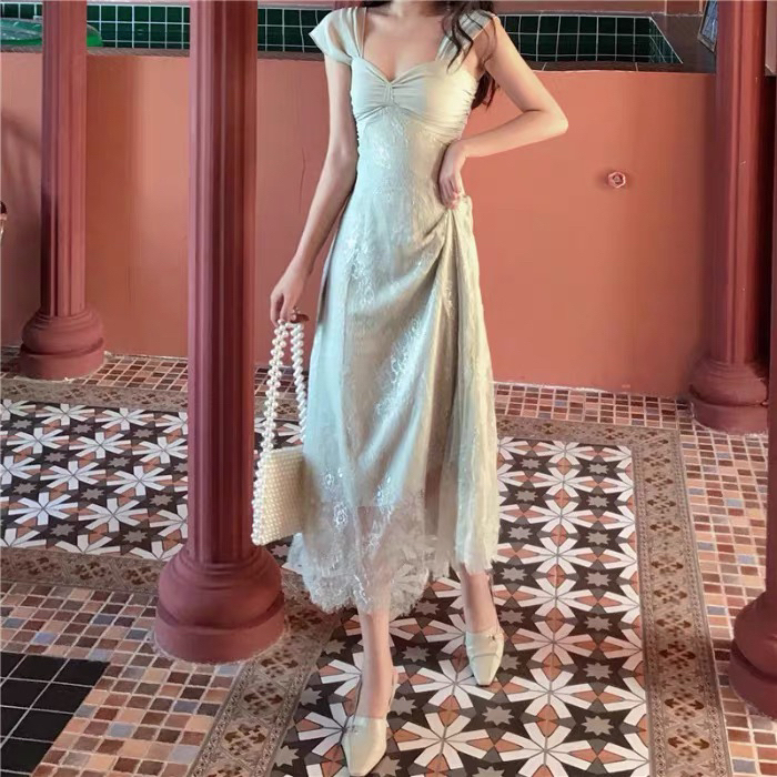 2021夏装洋气连衣裙森系收腰显瘦仙女裙气...