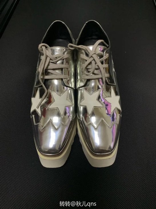 星星松糕鞋，银色漆皮，38码 星星松糕鞋，...