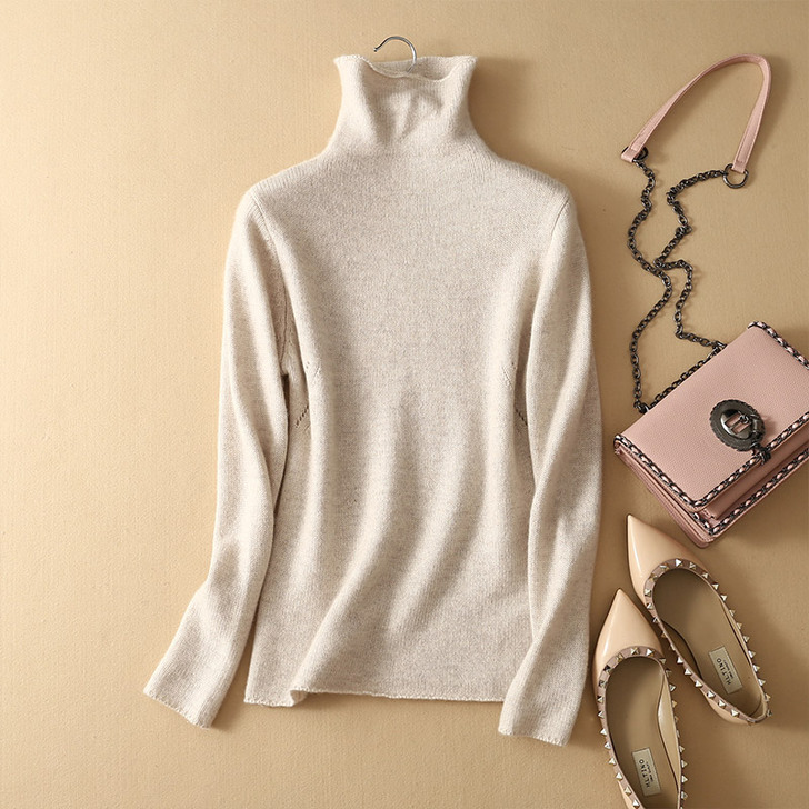 秋冬新款修身百搭羊绒衫女短款加厚毛衣套头自...