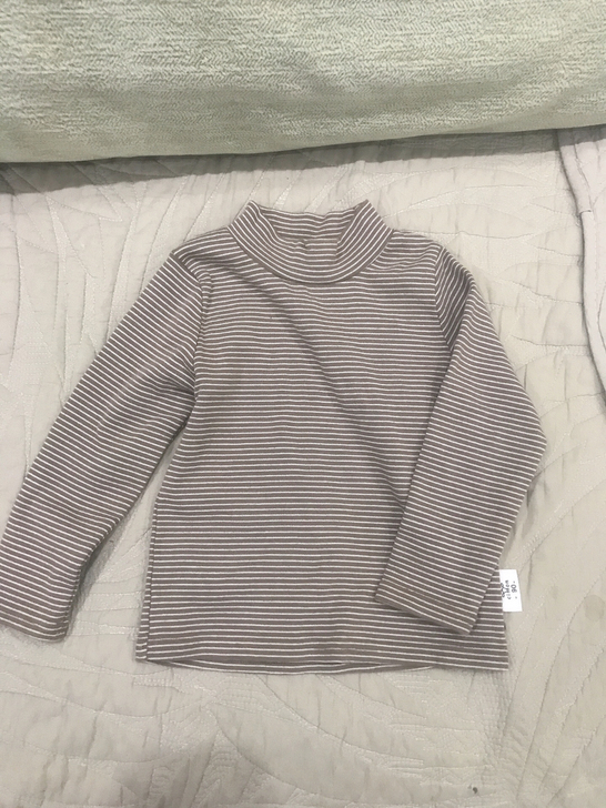 小童条纹半高领打底衫秋冬百搭长袖高弹力内搭