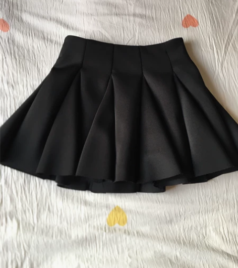 全新春秋黑色韩国太阳裙伞裙摆裙百褶裙L码 ...