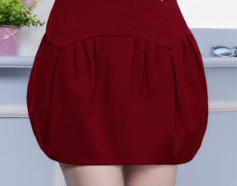 秋冬季新款高腰短裙 花苞裙蓬蓬裙灯笼裙百褶...