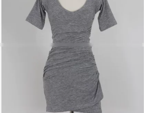 韩国ins网红收腰显瘦气质V领短袖连衣裙女...