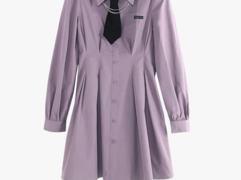 季乐町工装风连衣裙女2021秋季商场款收腰...