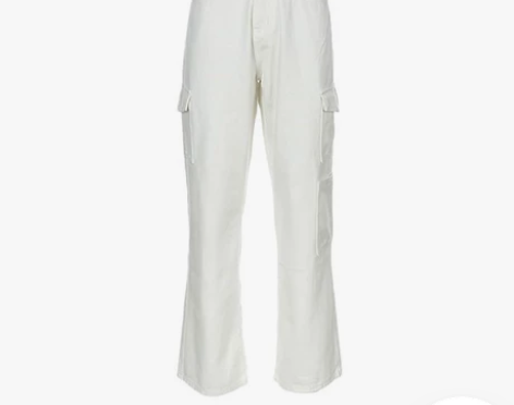 街头风欧美复古高腰口袋设计牛仔裤显高显腿长...