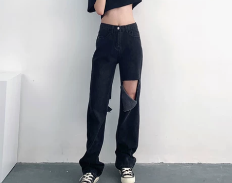 全新 2022年四季新款灰黑色高腰显瘦显高...