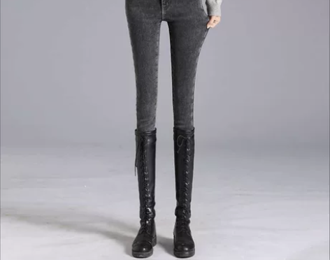 几乎全新单裤牛仔裤女秋新款高腰显瘦弹力小脚...