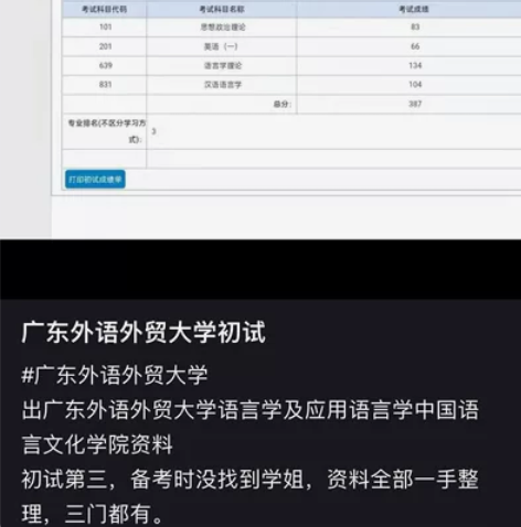 本人中国语言文学研究生 初试第三目前已成功...