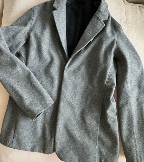 羊毛附绒防风灰色毛呢收腰男士西服XL码 欧...