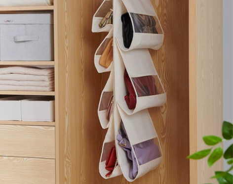 出日本墙挂式包包收纳挂袋衣柜悬挂式整理袋多...