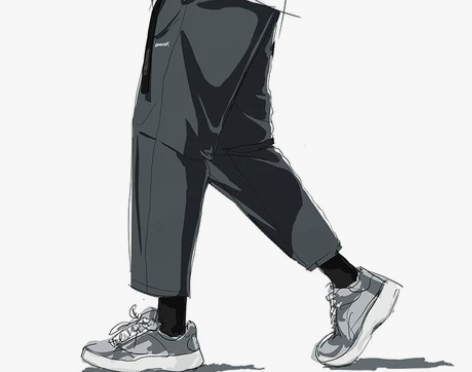 宽松直筒锥形尼龙裤子男痞帅九分裤修身潮流休...