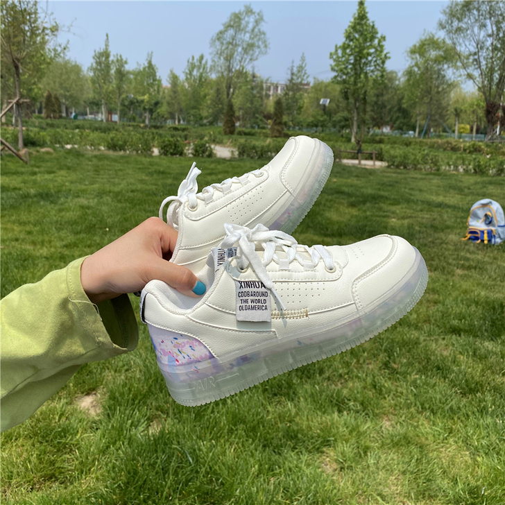 易少年 果冻底透明ins超火百搭仙女小白鞋...