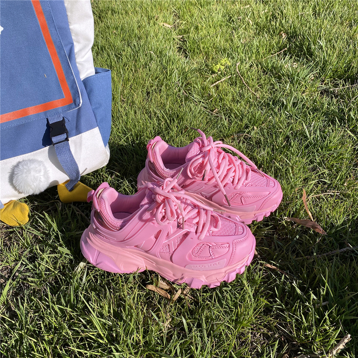 易少年 经典情侣拼色老爹鞋女ins超火复古...