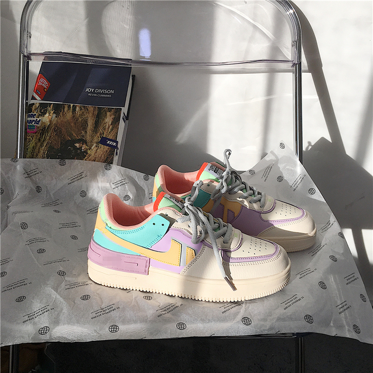 2021春季新款马卡龙少女心板鞋女ins超...