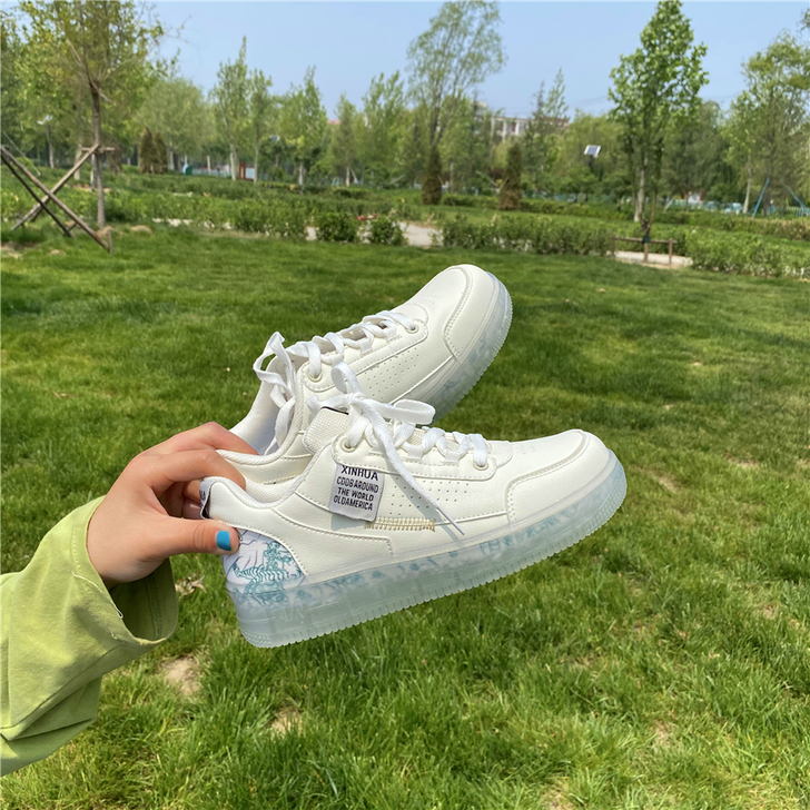 易少年 果冻底透明ins超火百搭仙女小白鞋...