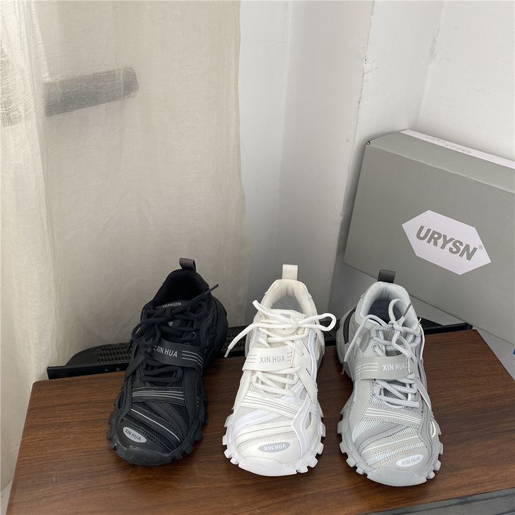 港风老爹鞋女ins超火百搭网面拼接复古运动...