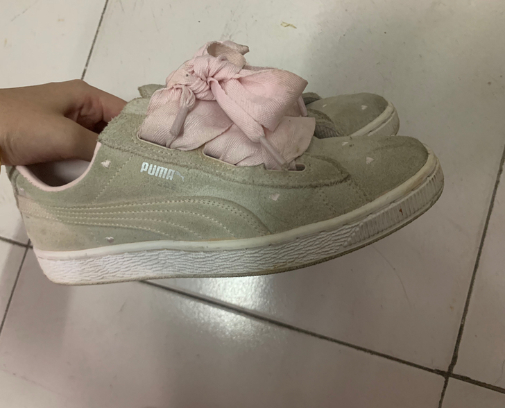 脏兮兮的彪马puma板鞋,爱心款